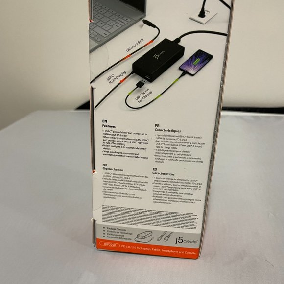 New j5create JUP2290 100W PD USB-C Super Charger for Laptop, Notebook, Tablet - Picture 4 of 4